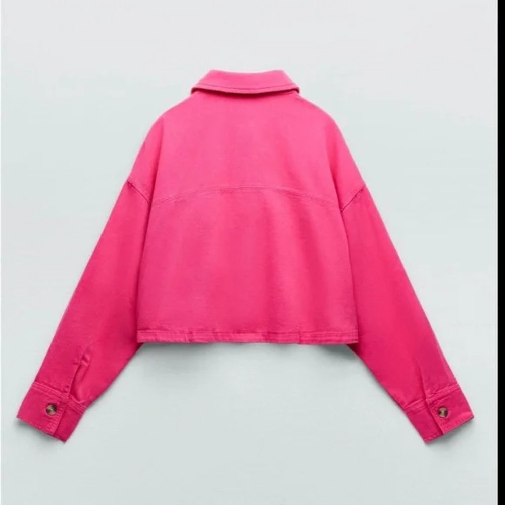 NWOT ZARA CROPPED COTTON OVERSHIRT size M - Picture 2 of 6